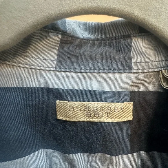 Burberry Blue and Black Plaid Button Down Shirt Size XXXL - Picture 3 of 7